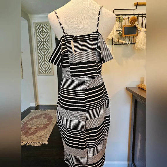 Charlotte Russe •Size Large• Black and White Striped form-fitting dress ☆NWT☆ - Picture 4 of 10